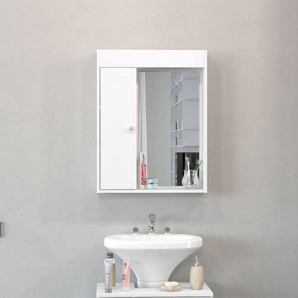 Armario pared blanco baño